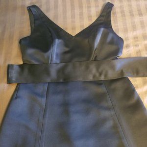 Little Black Satin Dress with Sash